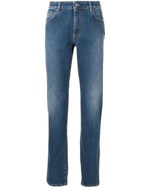 Moschino Mid-Rise Stonewashed Straight-Leg Jeans - Blue