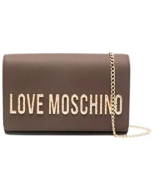 Love Moschino Logo-Lettering Chain-Strap Cross Body Bag - Brown