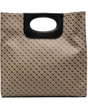 Gherardini New Piattina Monogram-Print Tote Bag - Natural