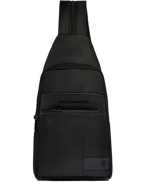 Piquadro Convertible Leather-Trim Sling Bag - Black