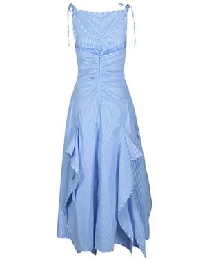 AKNVAS Morgan Striped Ruched-Detail Midi Dress - Blue