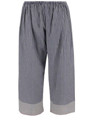Péro Cotton Checkered Pants - Gray