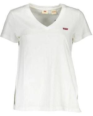 Levi's V-Neck Logo-Patch T-Shirt - White