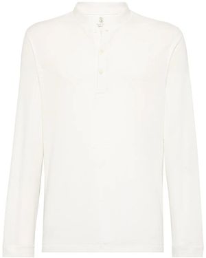 Brunello Cucinelli Long-Sleeved Henley T-Shirt - White