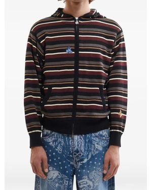 Perks And Mini Names Go By Striped Zip-Up Hoodie - Black