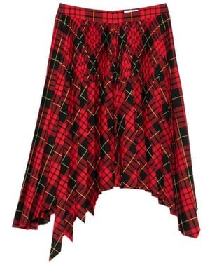 McQueen Falda Asimétrica A Cuadros - Rojo