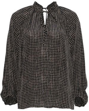 Marc O' Polo Polka-Dot Tie-Neck Blouse - Black