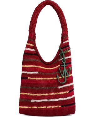 JW Anderson Striped Knitted Shoulder Bag - Red