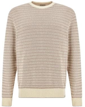 Paul & Shark Bouclé Striped Crew-Neck Jumper - White