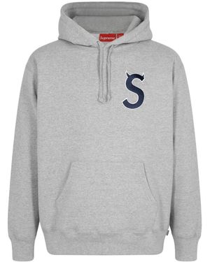 Supreme S Logo Drawstring Hoodie - Grey