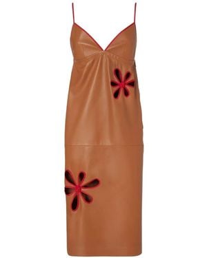 Fendi Jurk Met Bloemen Applicatie - Bruin