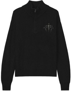 FIVE CM Logo-Plaque Ribbed-Knit Jumper - Black