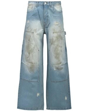 BREATH Distressed Wide-Leg Jeans - Blue