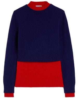 Jil Sander Two-Tone Double-Layer Sweater - Blue
