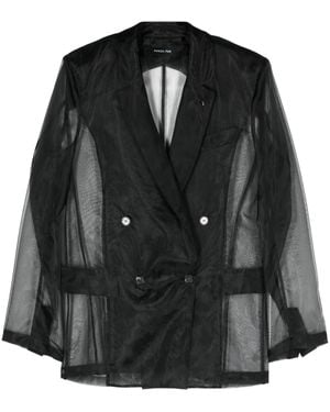 Patrizia Pepe Sheer Double-Breasted Blazer - Black