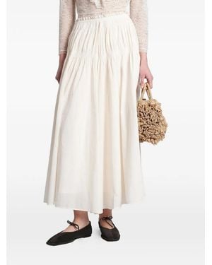 Antik Batik Caroline Smocked Ruffled Maxi Skirt - White