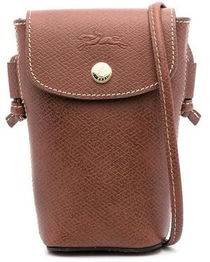 Longchamp ロゴ レザースマホケース - ブラウン