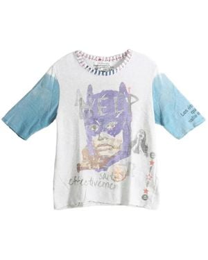 SAITOS Batman Graphic-Print Distressed T-Shirt - Blue