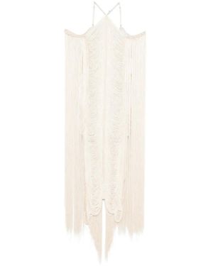 Bless Vestido Largo Con Flecos - Blanco