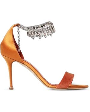 Manolo Blahnik Sandales Tulisan À Ornements En Cristal Et Bride - White