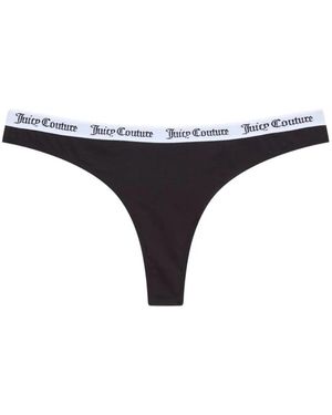Juicy Couture Logo-Waistband Thongs (Set Of Three) - Black
