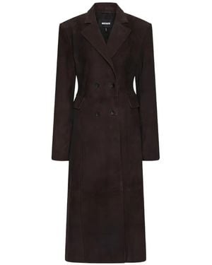 ROTATE BIRGER CHRISTENSEN Suede Long Coat - Black