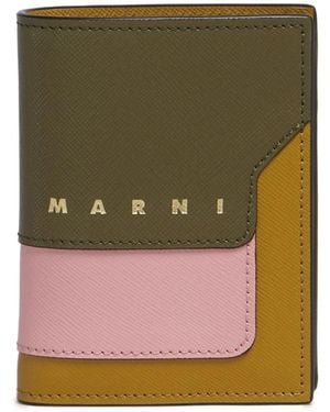 Marni Portefeuille En Cuir À Design Color Block - Green