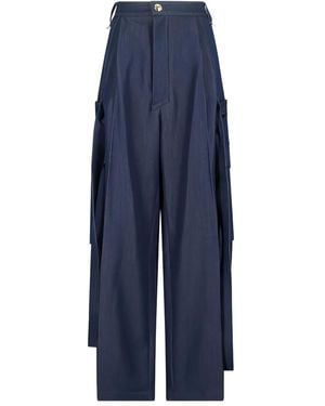 DARKPARK Belt-Detail Cargo Straight Pants - Blue