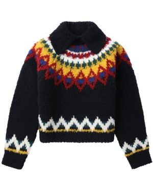 Kolor Patterned Intarsia-Knit Jumper - Black