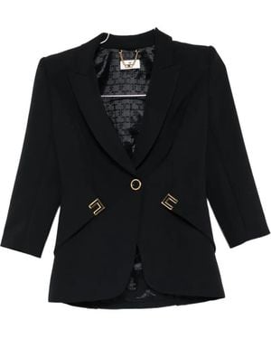 Elisabetta Franchi Single-Breasted Blazer - Black