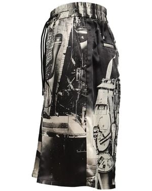 SHT Graphic-Print Drawstring Track Shorts - Black
