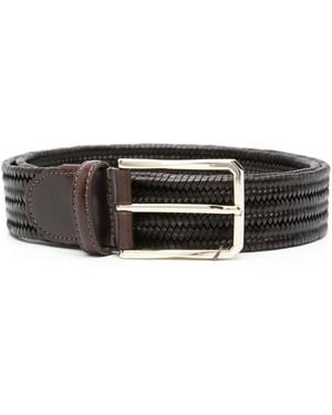 Canali メッシュ レザーベルト - ブラウン
