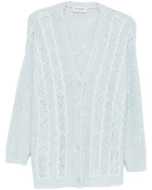 ERMANNO FIRENZE Sequinned Cable-Knit Cardigan - Blue