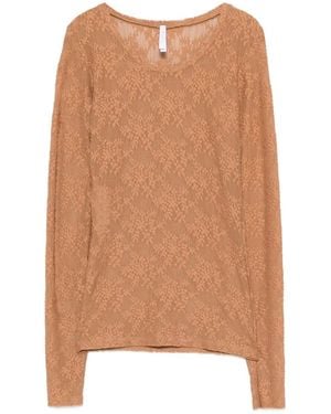 Imperial Lace Long-Sleeve Top - Brown