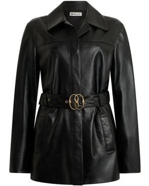 Bally Belted Leather Jacket - Black