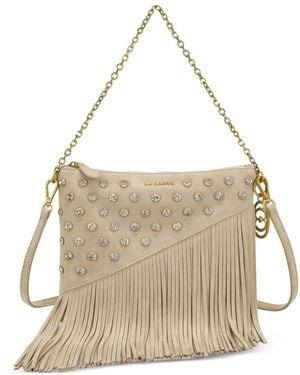 La Carrie Night Edition Crystal-Embellished Fringed Shoulder Bag - Metallic