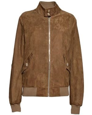 Blusotto Suede Zip-Up Jacket - Brown