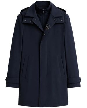 Fay Button-Fastening Layered-Neck Coat - Blue