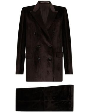 Tagliatore Corduroy Double-Breasted Suit - Black