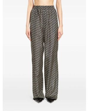 Petar Petrov Printed Wide-Leg Trousers - Black