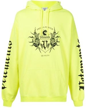 Vetements Logo-Print Pullover Hoodie - Yellow