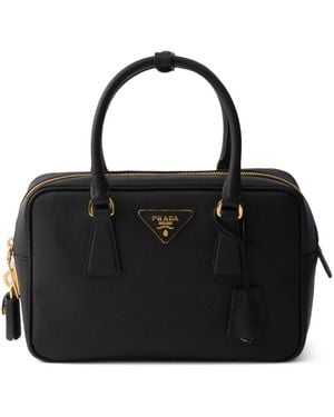 Prada Bolso Pequeño De Piel Saffiano Con Asa - Negro