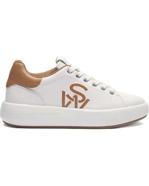 Stuart Weitzman Sw Pro Logo Lace-Up Sneakers - White