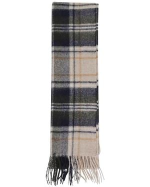 Barbour New Check Fringed Scarf - White