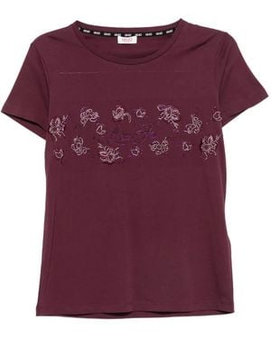 Liu Jo Rhinestone-Embellished T-Shirt - Purple