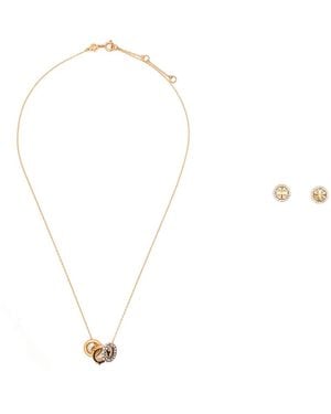Tory Burch Icon Crystal Pavé Necklace And Earrings Gift Set - White