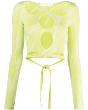 Dion Lee Top con detalle de aberturas y manga larga - Amarillo