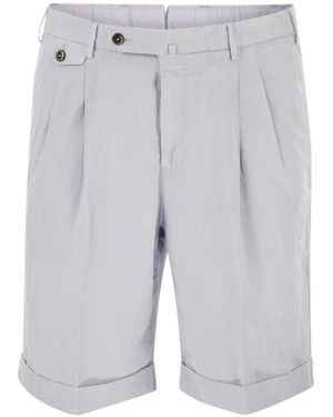 PT Torino Short À Design Plissé Et Ourlet Retroussé - Grey
