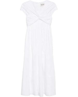 TOVE Rafelle Midikleid Mit Twist-Detail - Weiß