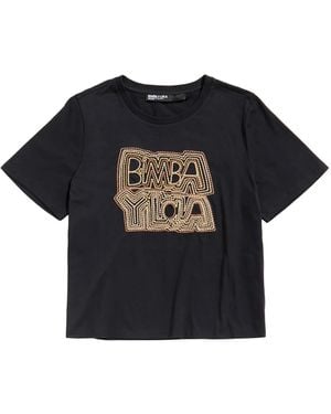 Bimba Y Lola Logo-Embroidered T-Shirt - Black